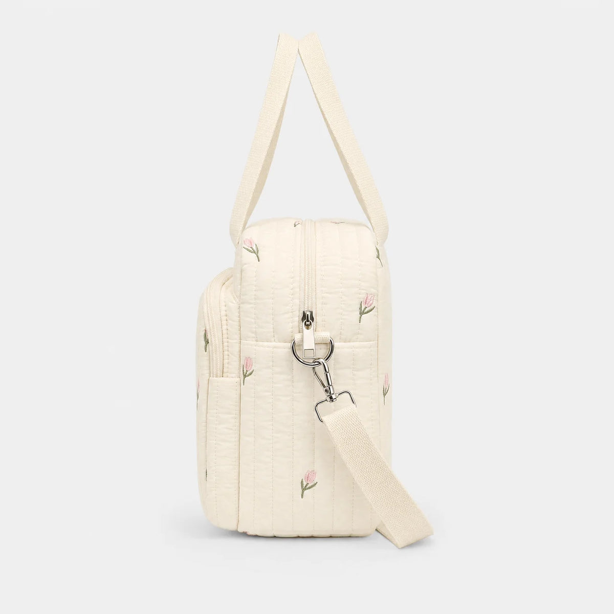 Sac à langer matelassé brodé avec bandoulière