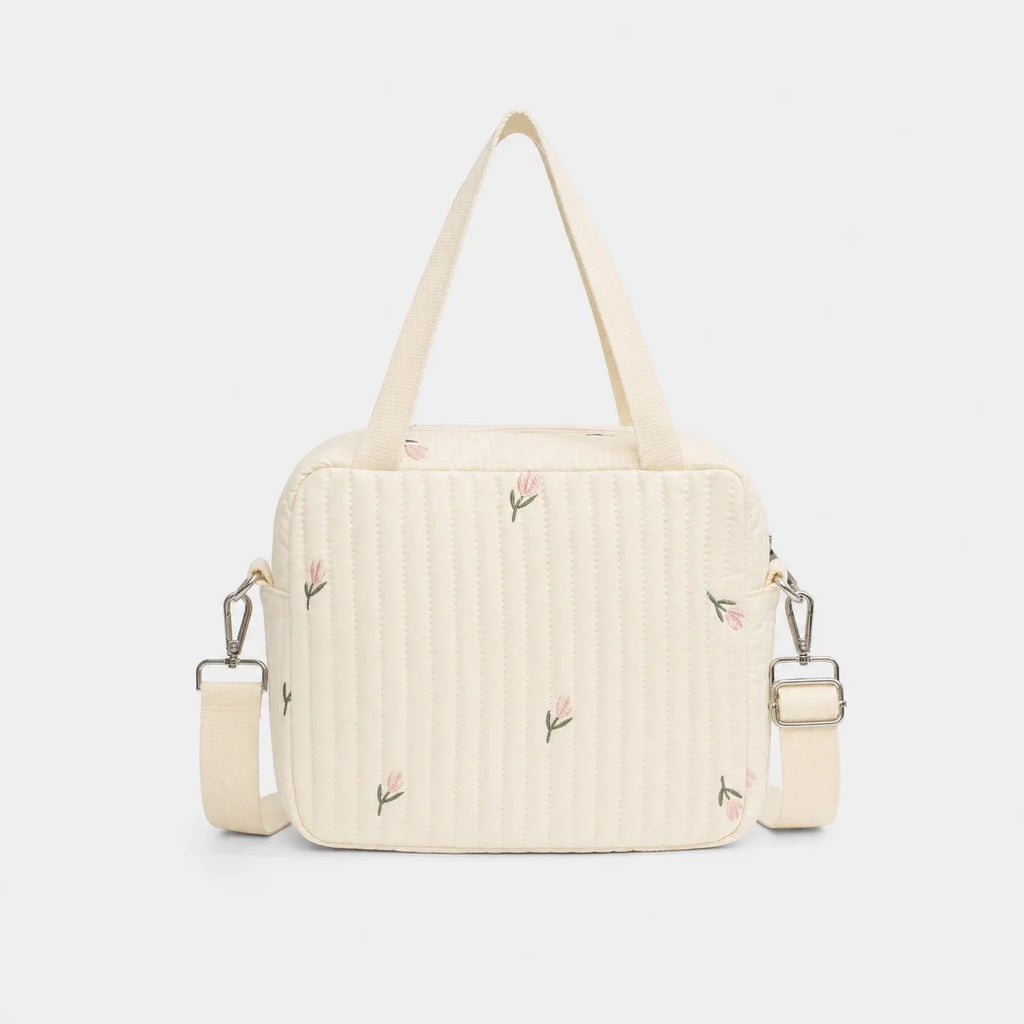 Sac à langer matelassé brodé avec bandoulière