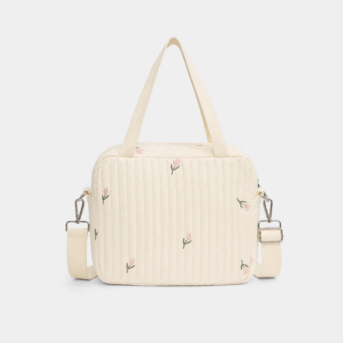 Sac à langer matelassé brodé avec bandoulière