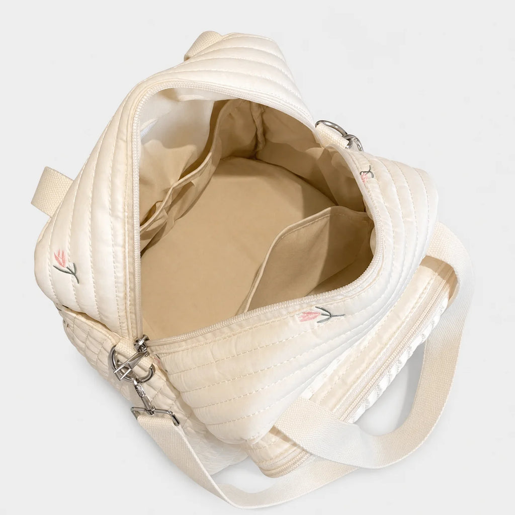 Sac à langer matelassé brodé avec bandoulière