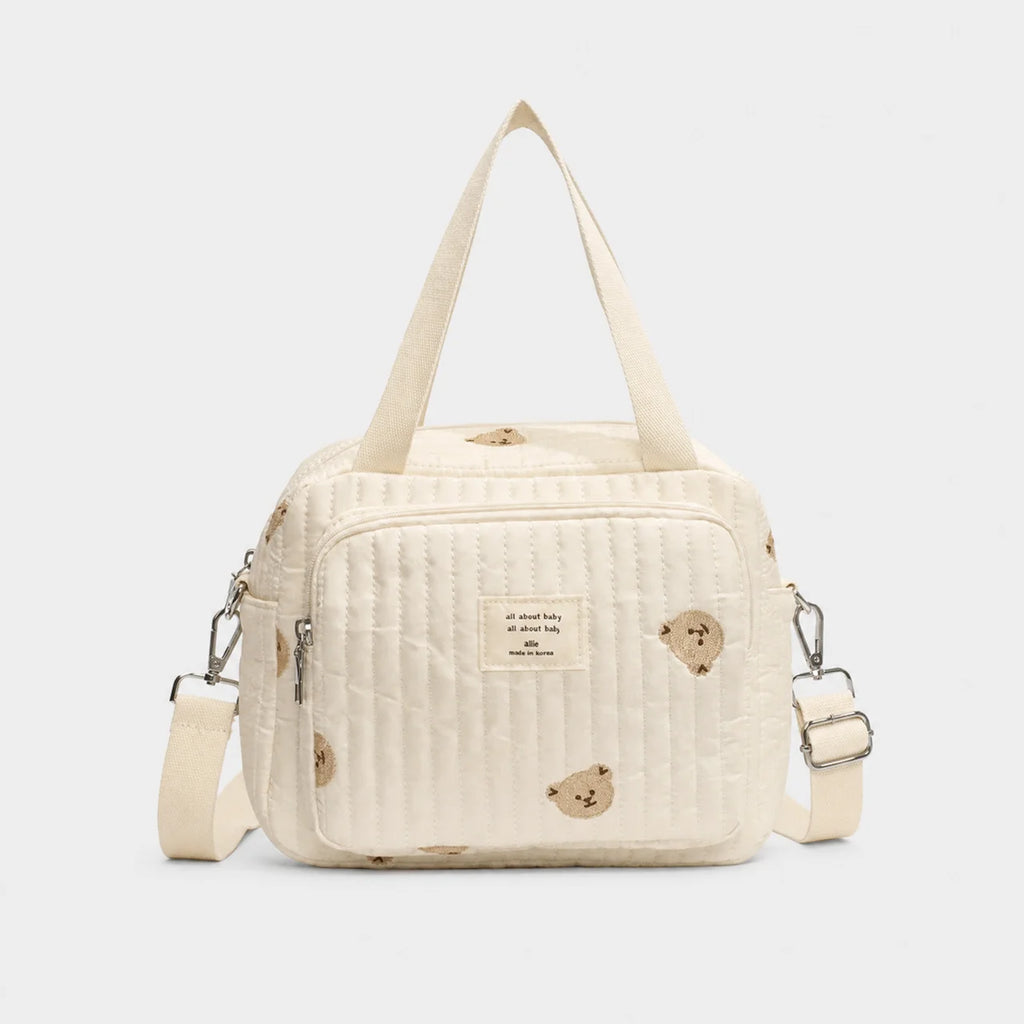 Sac à langer matelassé brodé avec bandoulière