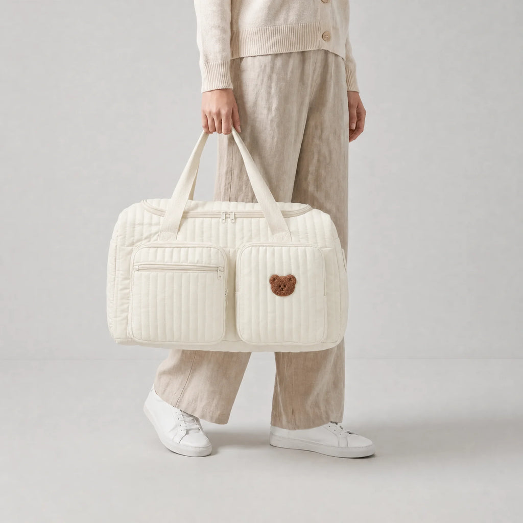 Sac à langer coton matelassé avec deux poches avant